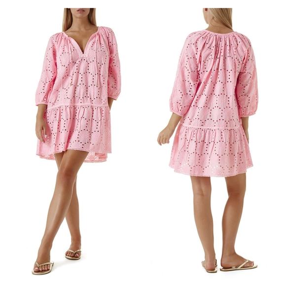 Melissa Odabash Ashley embroidered cotton kaftan Rose Pink size Large - Picture 2 of 9